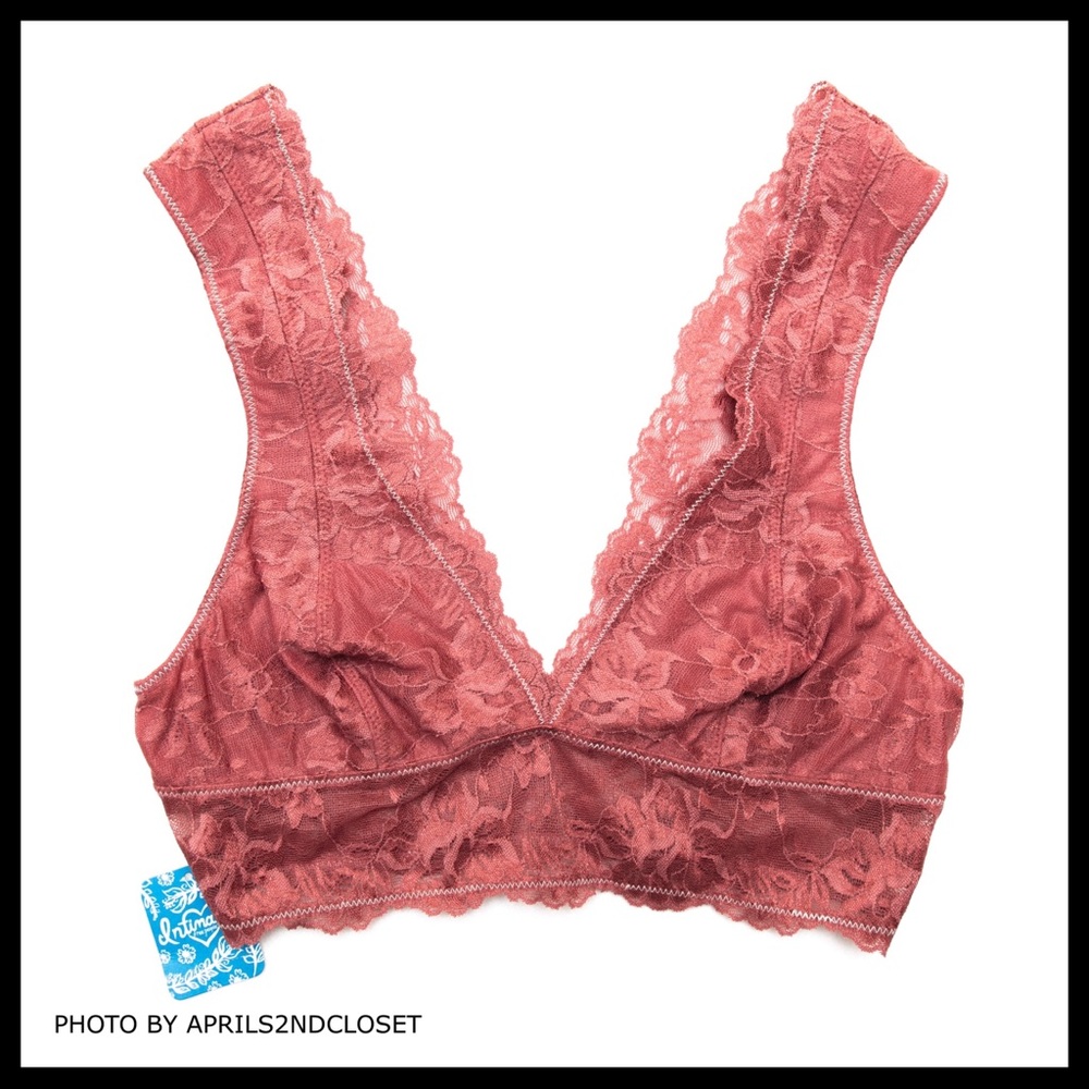 FREE PEOPLE BOHO PLUNGE BRA RED LACE BRALETTE A2C - Picture 6 of 8